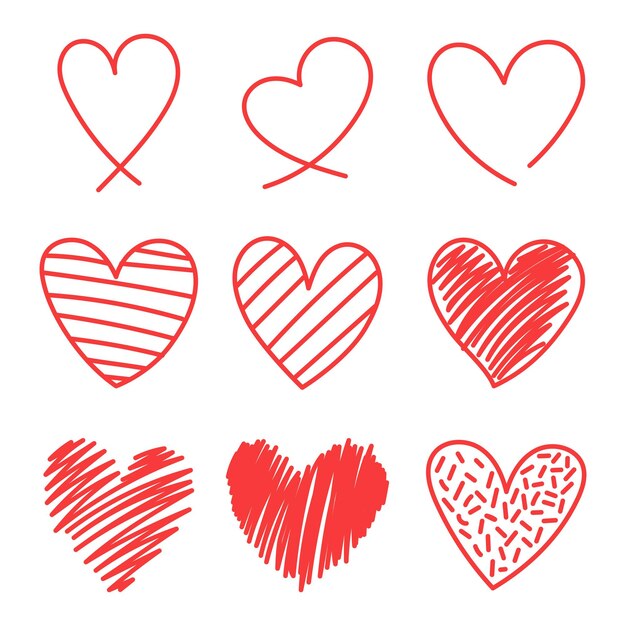 Conjunto de corazones rojos Doddle
