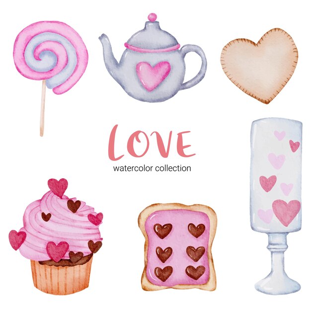Conjunto de corazones rojos y rosados románticos encantadores del elemento del concepto de la tarjeta del día de San Valentín aislado grande para la decoración, ilustración