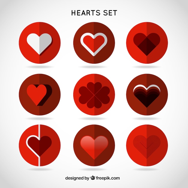 Conjunto de corazones rojos