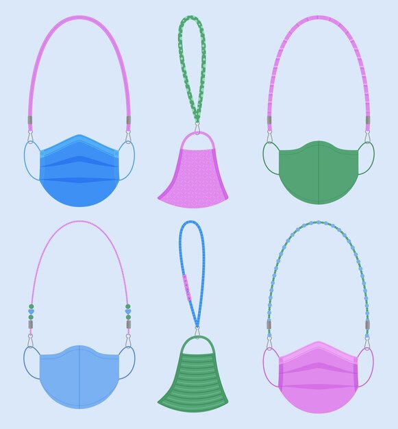 Conjunto de cordón de máscaras faciales diferentes