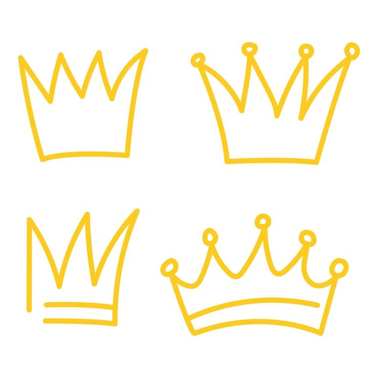 Vector gratuito conjunto de coronas amarillas dibujadas a mano