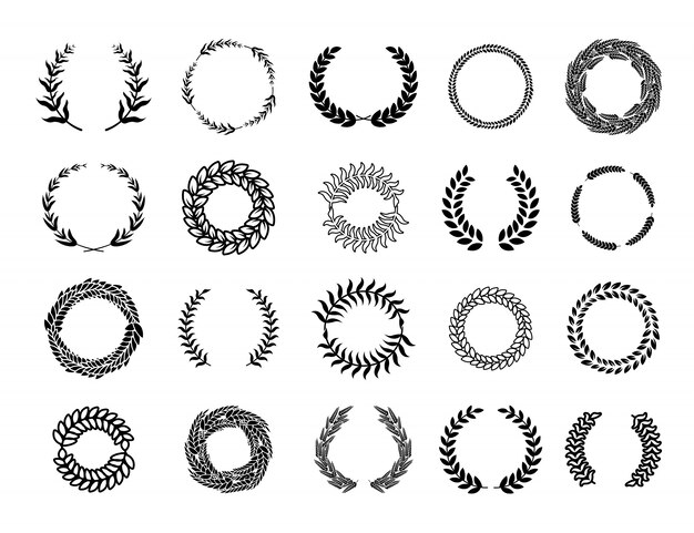Conjunto de coronas de rama redonda griega