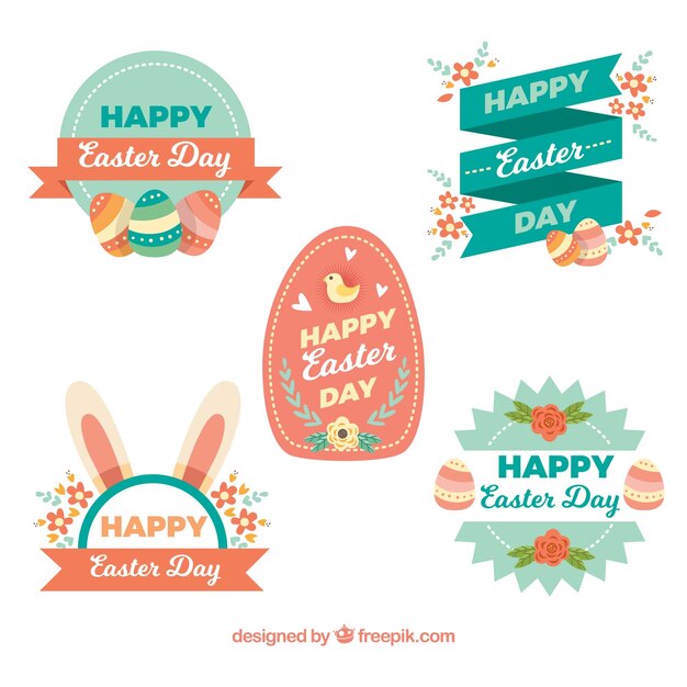 Conjunto de creativas etiquetas de pascua