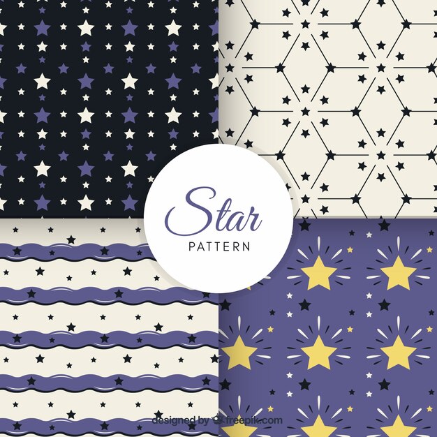 Conjunto creativo de cuatro patrones de estrellas