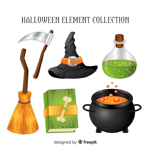 Vector gratuito conjunto creativo de elementos de halloween