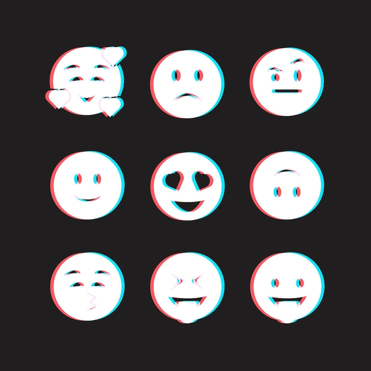 Vector gratuito conjunto creativo de emojis glitch