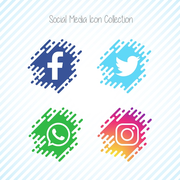 Vector gratuito conjunto creativo de iconos de medios sociales de memphis