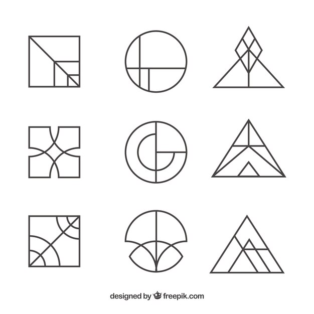 Conjunto creativo de logotipos simples monoline