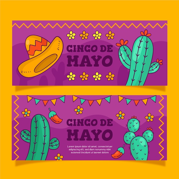 Conjunto creativo de pancartas de cinco de mayo