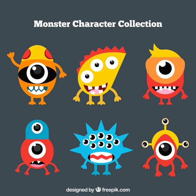 Conjunto creativo de seis monstruos
