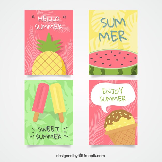 Conjunto creativo de tarjetas de verano