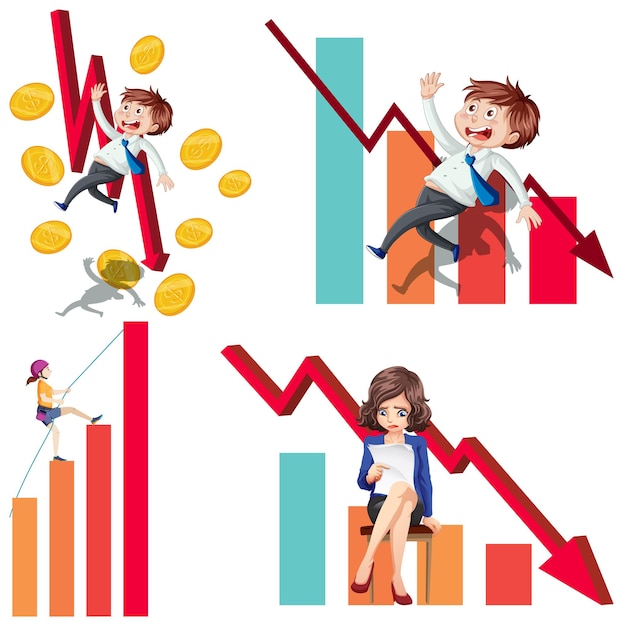 Vector gratuito conjunto de crisis de inflación y recesión económica.