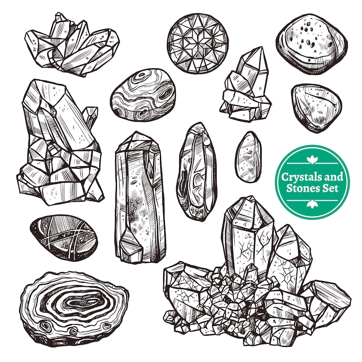 Vector gratuito conjunto de cristales y piedras