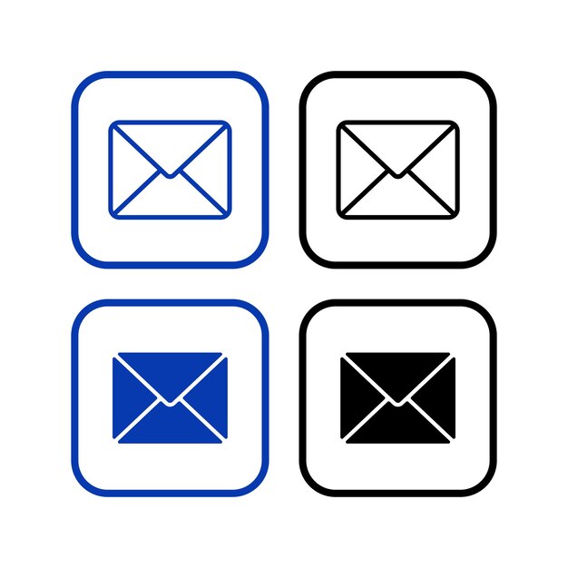 Conjunto de cuadrados de correo electrónico de cuatro