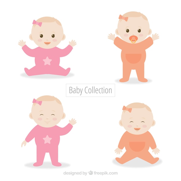 Vector gratuito conjunto de cuatro bebés