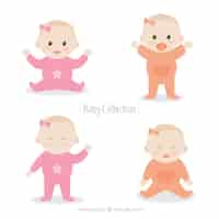 Vector gratuito conjunto de cuatro bebés