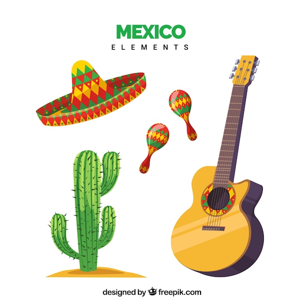 Vector gratuito conjunto de cuatro elementos de mexico