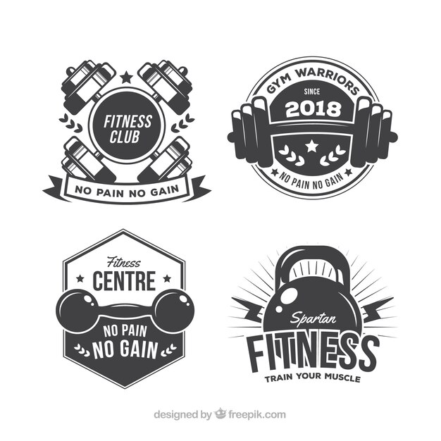 Conjunto de cuatro etiquetas de fitness