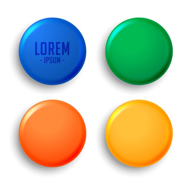 Conjunto de cuatro insignias de imán vacías.