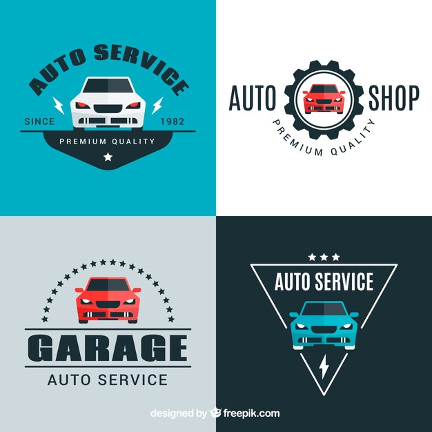 Conjunto de cuatro logotipos de coche