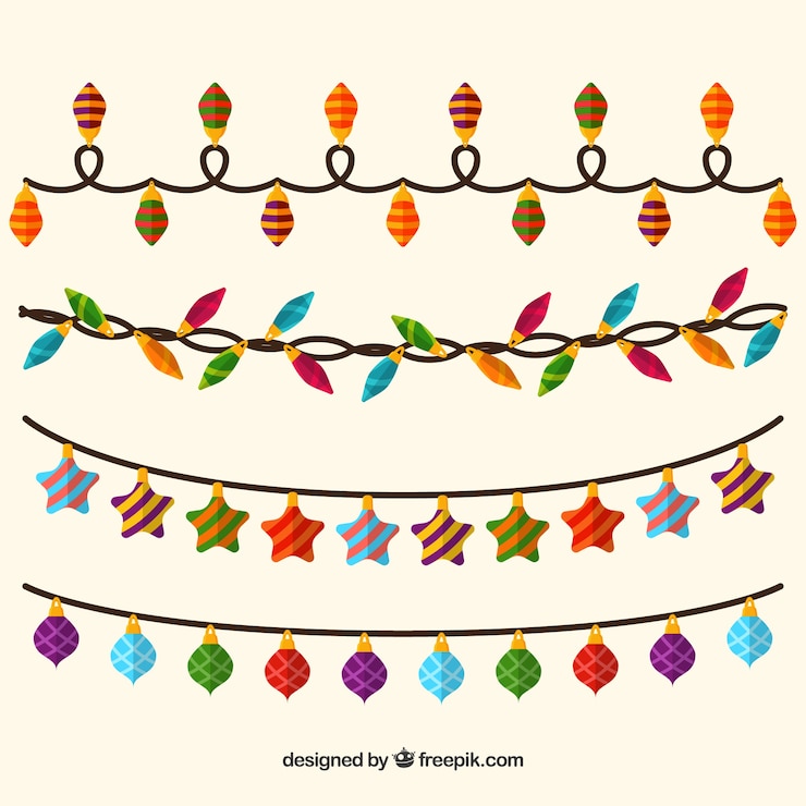 Vector gratuito conjunto de cuatro luces de navidad