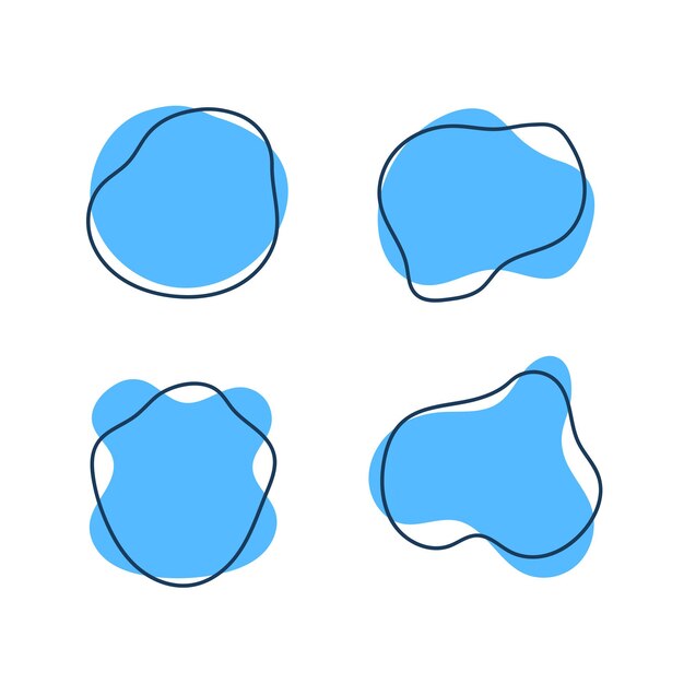 Conjunto de cuatro manchas azules abstractas
