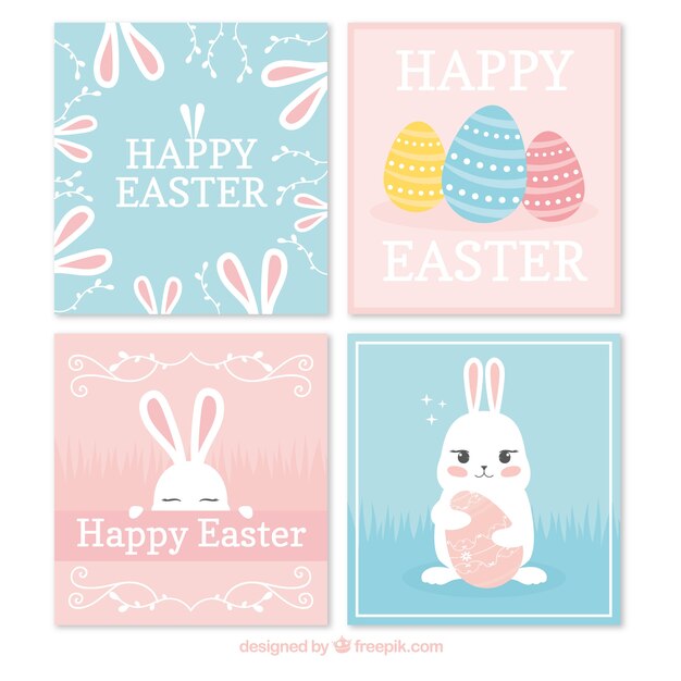 Conjunto de cuatro tarjetas de pascua