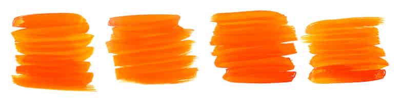 Vector gratuito conjunto de cuatro trazos de pincel acuarela naranja