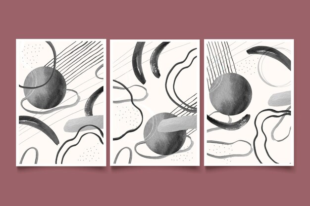 Conjunto de cubierta de acuarela abstracta incolora