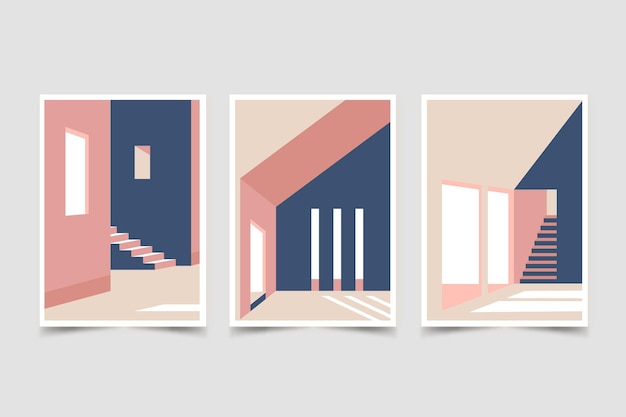 Cubiertas minimalistas de arquitectura | Vector Gratis