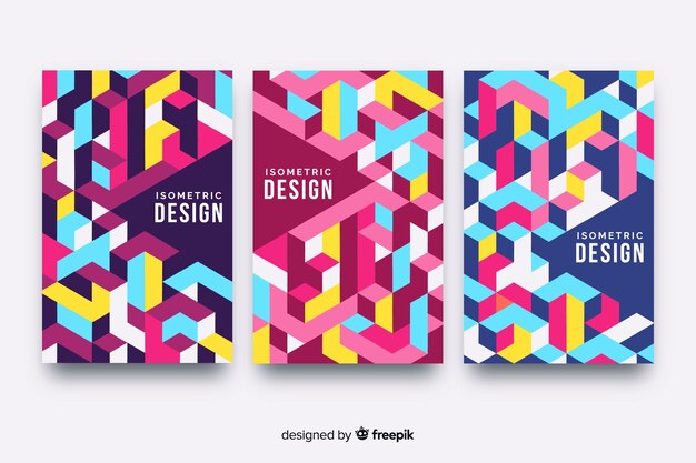 Conjunto de cubiertas de diseño geométrico.