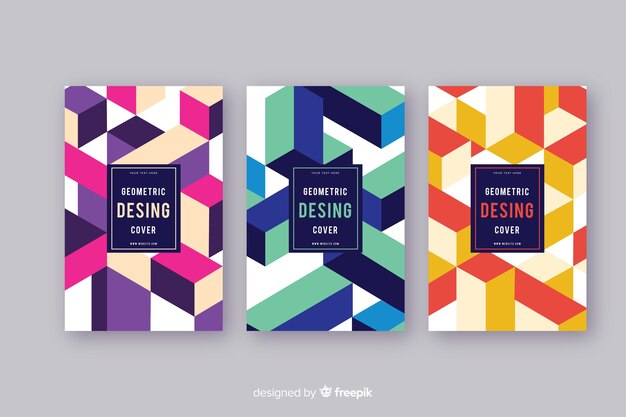 Conjunto de cubiertas de diseño geométrico.