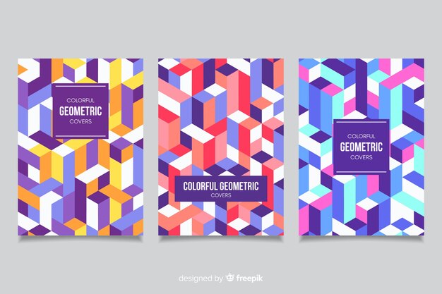 Conjunto de cubiertas de diseño geométrico.