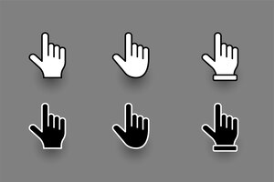 Vector gratis conjunto de cursor de puntero de dedo de mano plana