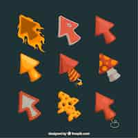 Vector gratuito conjunto de cursors rojos y amarillos