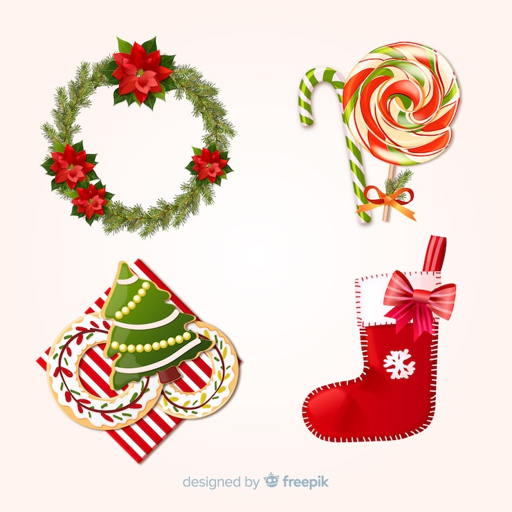 Vector gratuito conjunto de la decoración de navidad