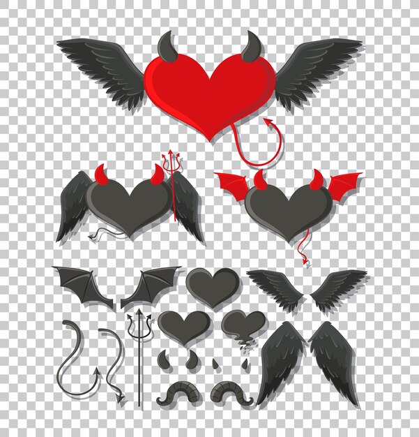 Conjunto de decoración de objeto de diablo y ángel.
