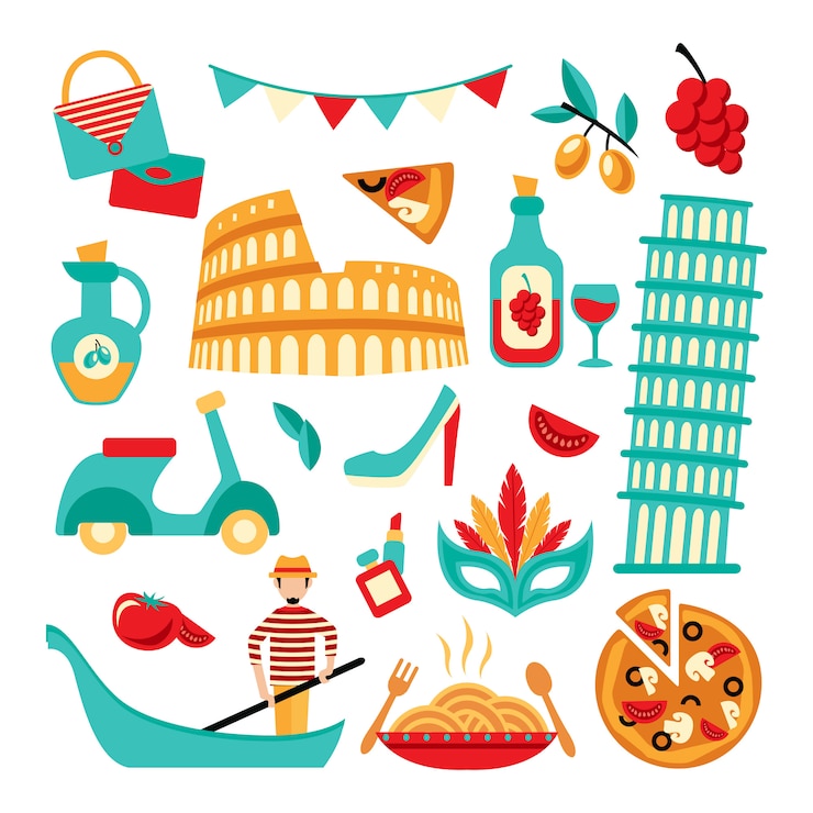 Vector gratuito conjunto decorativo italia
