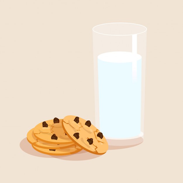 Conjunto decorativo de leche y galletas