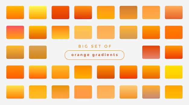 Conjunto de degradados de color naranja brillante y amarillo.