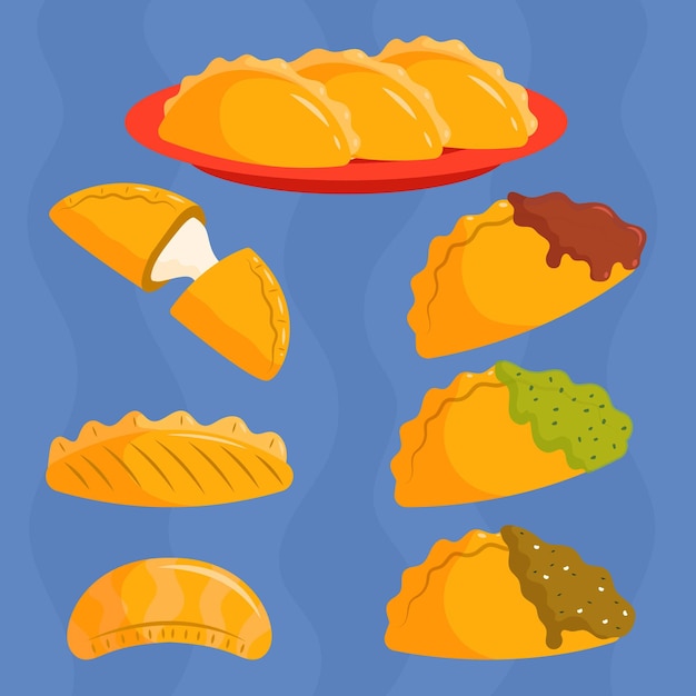 Vector gratuito conjunto de deliciosas empanadas tradicionales