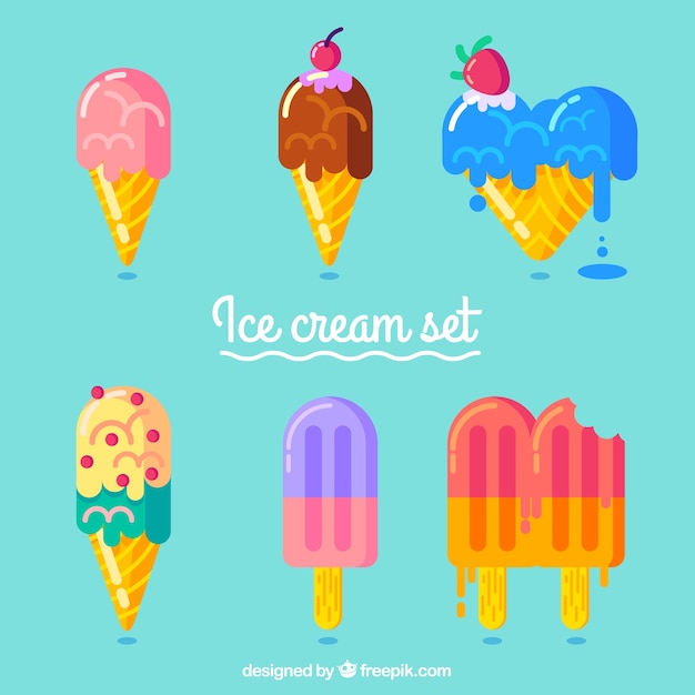 Vector gratuito conjunto de deliciosos helados