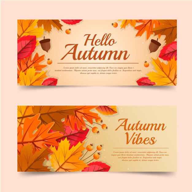 Conjunto detallado de banners horizontales de otoño