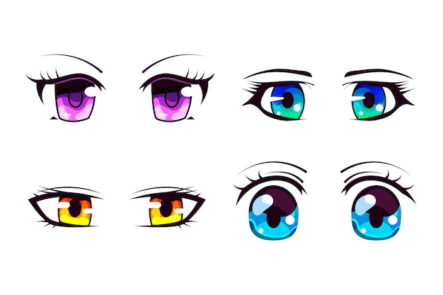 Vector gratuito conjunto detallado de ojos de anime