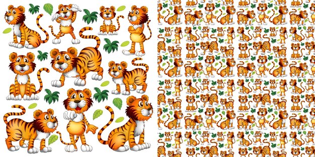 Conjunto de dibujos animados de animales lindos sobre fondo blanco