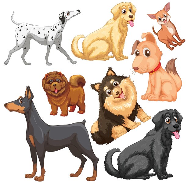 Conjunto de dibujos animados de animales lindos sobre fondo blanco