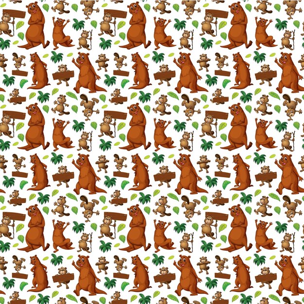 Conjunto de dibujos animados de animales lindos sobre fondo blanco