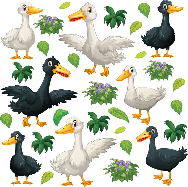 Conjunto de dibujos animados de animales lindos sobre fondo blanco
