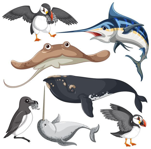 Conjunto de dibujos animados de animales