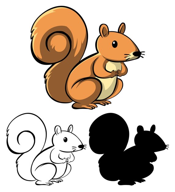 Conjunto de dibujos animados de ardilla